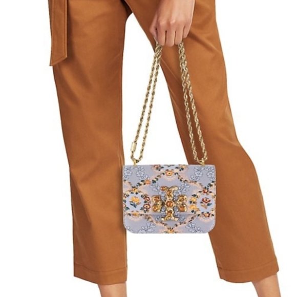 🔥Tory Burch Eleanor Small Jeweled Logo Shoulder Bag - Picture 16 of 17